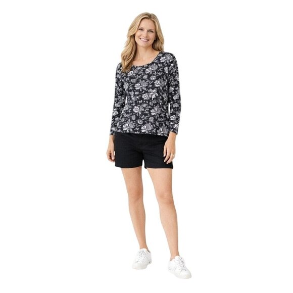 Lauren Ralph Lauren Tops - Lauren Ralph Lauren Medium Black & White Floral Long Sleeve Cotton Top